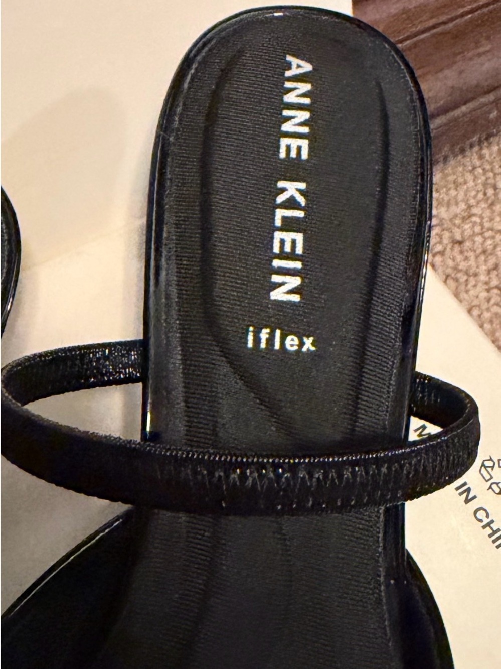 Anne Klein Black Iflex Strappy Slide Sandals